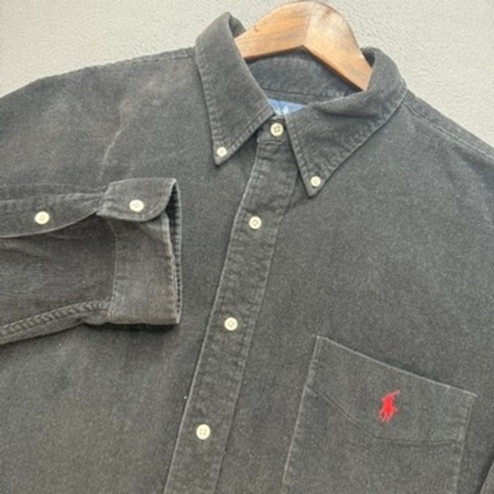 Ralph Lauren Big Shirt Corduroy Button Down Mens XXL Black Classic Fit Preppy